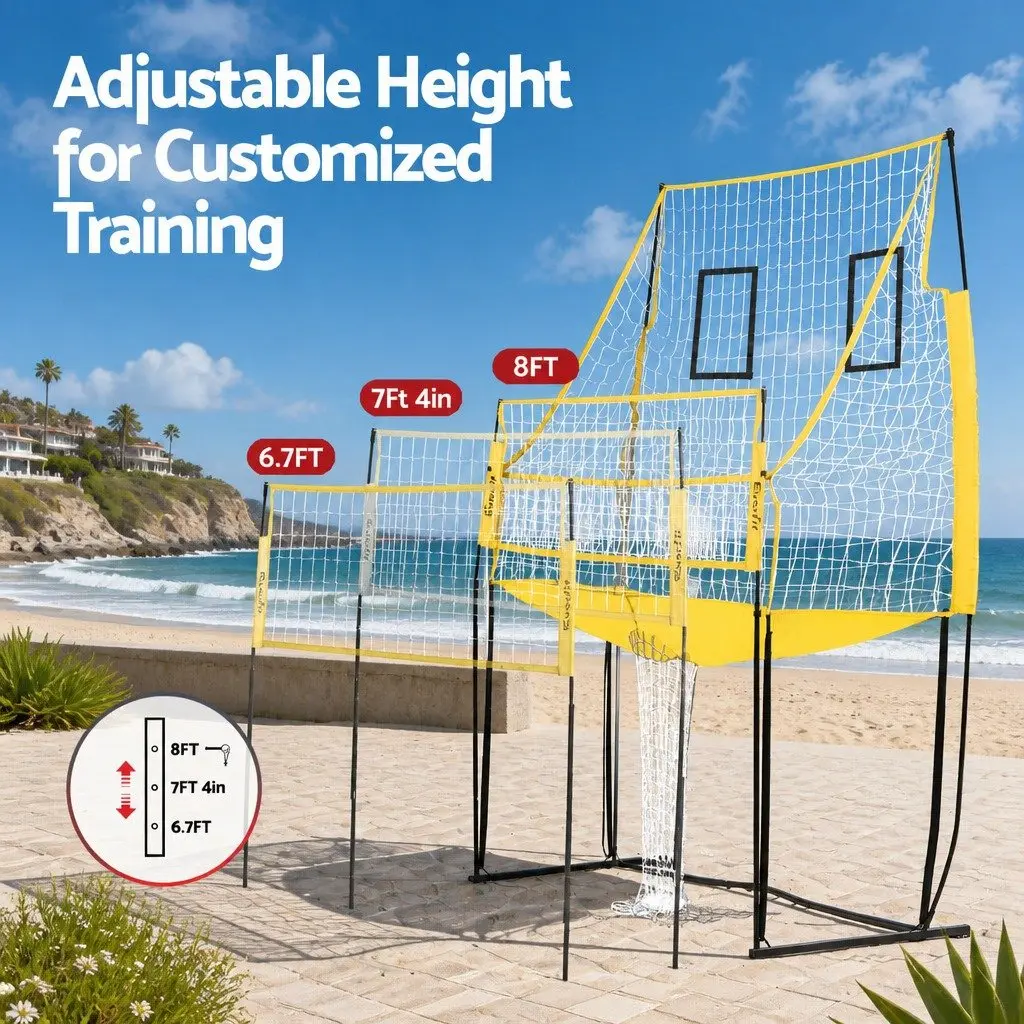 Volleyball Net Portable Adjustable Height 8ft Green Free-standing for Beach Backyard Training