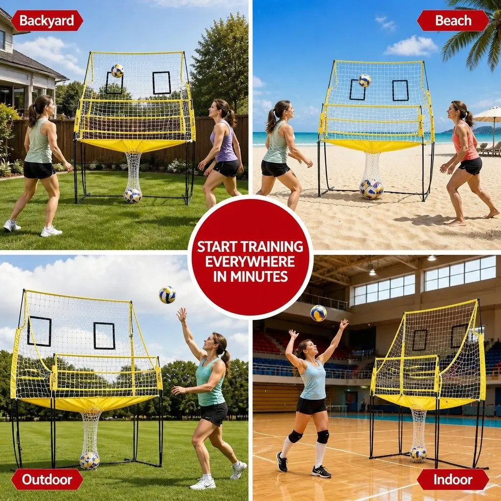 Volleyball Net Portable Adjustable Height 8ft Green Free-standing for Beach Backyard Training
