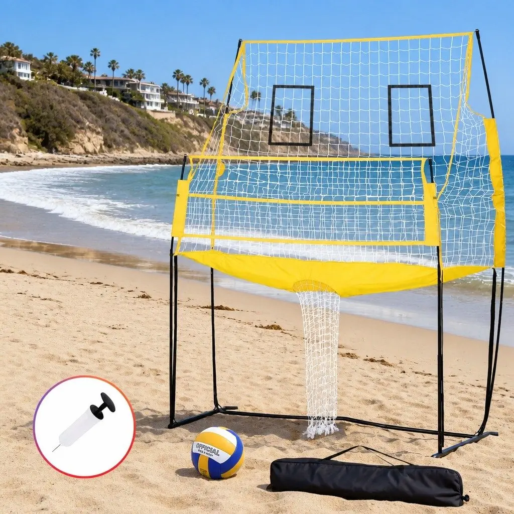 Volleyball Net Portable Adjustable Height 8ft Green Free-standing for Beach Backyard Training