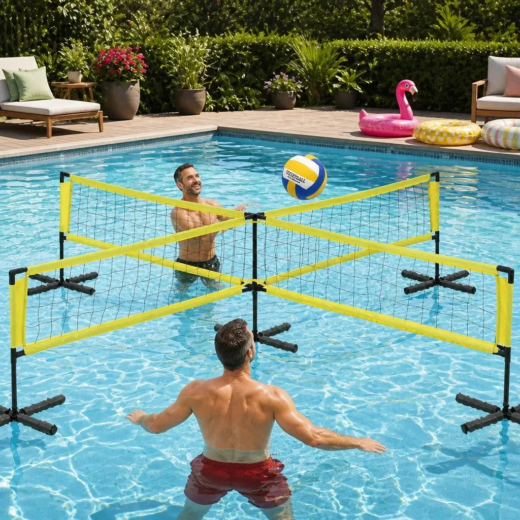Water Volleyball Pool Net Set Floating Anchor Bags Game Equipment Portable