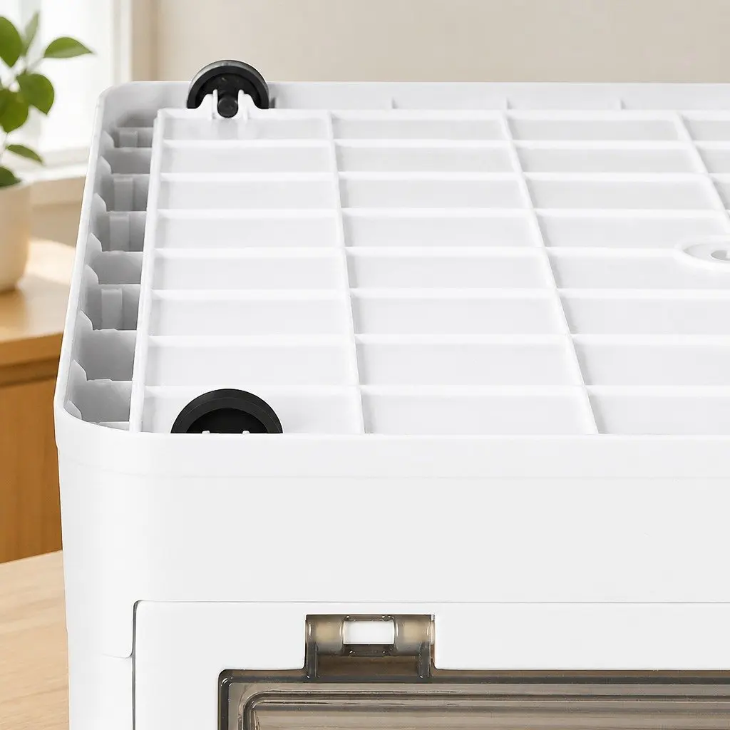 Stackable Storage Box Container with Lid 55L Plastic Organiser Foldable Clear