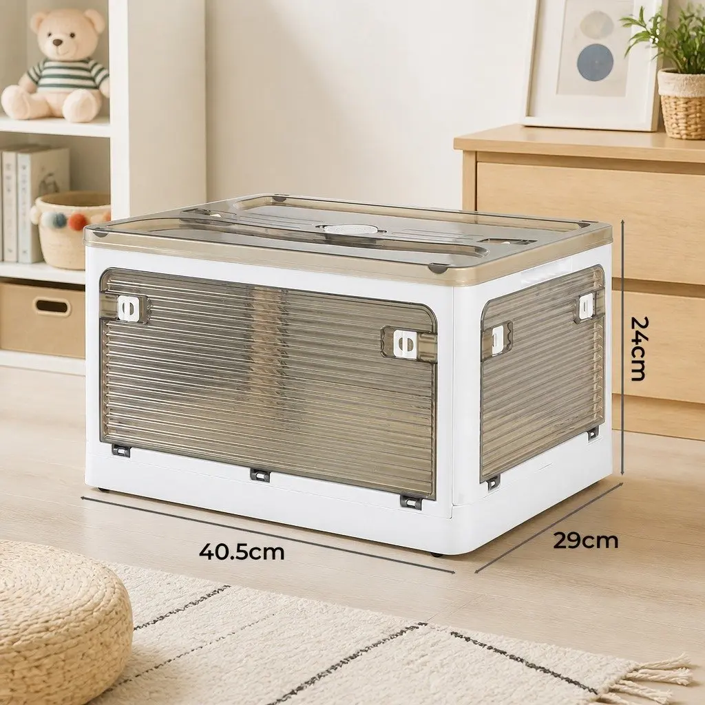 Stackable Storage Box with Lid Organizing Household Items 28L 55L 124L White Orange Green