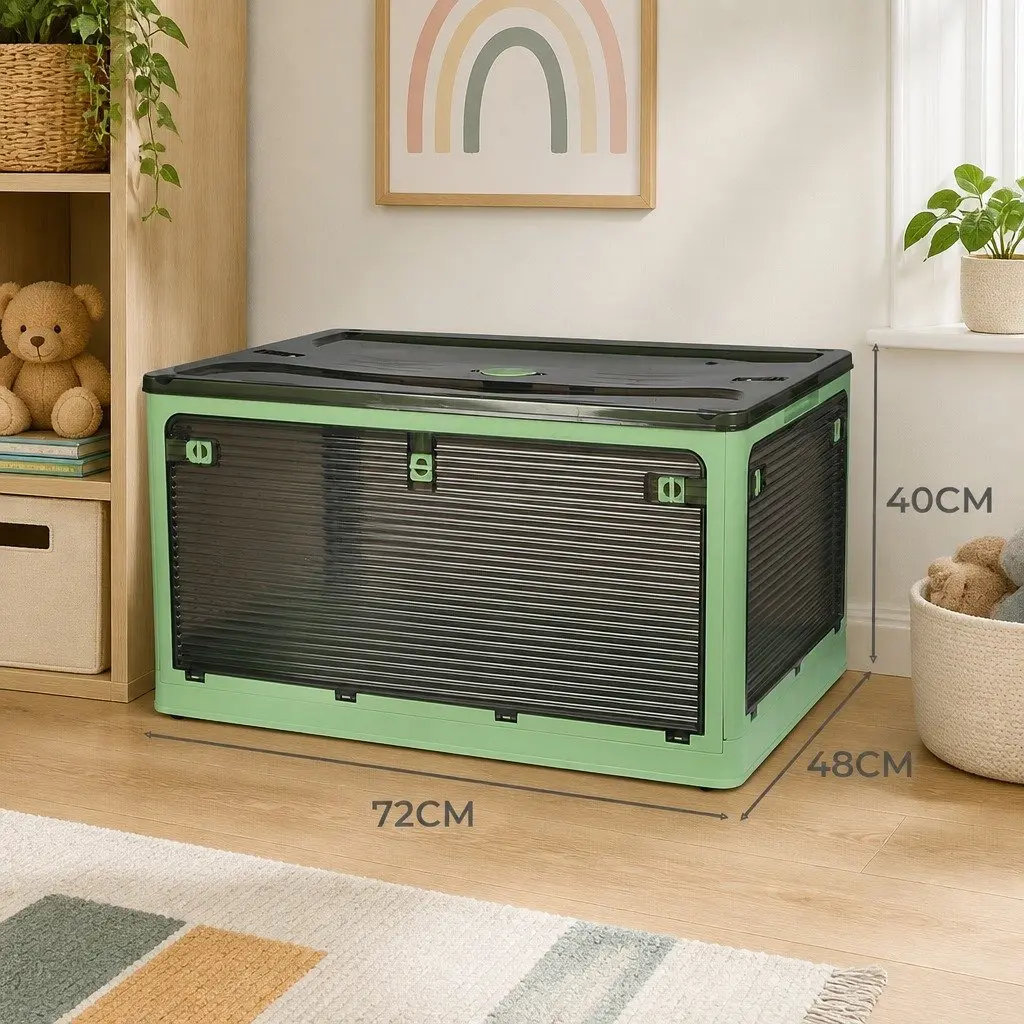 Stackable Storage Box Plastic Container with Lid Large Capacity Home Organizer Green