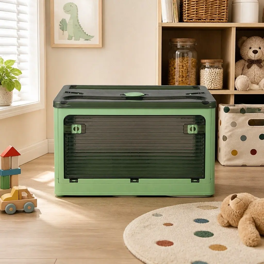 Stackable Storage Container Green Small Medium Organizer Box with Lid