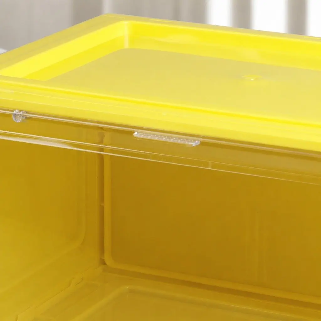 Stackable Shoe Storage Box Drop Front Clear Door Organiser 35.5cm x 26cm x 21cm Green Yellow Pink Blue