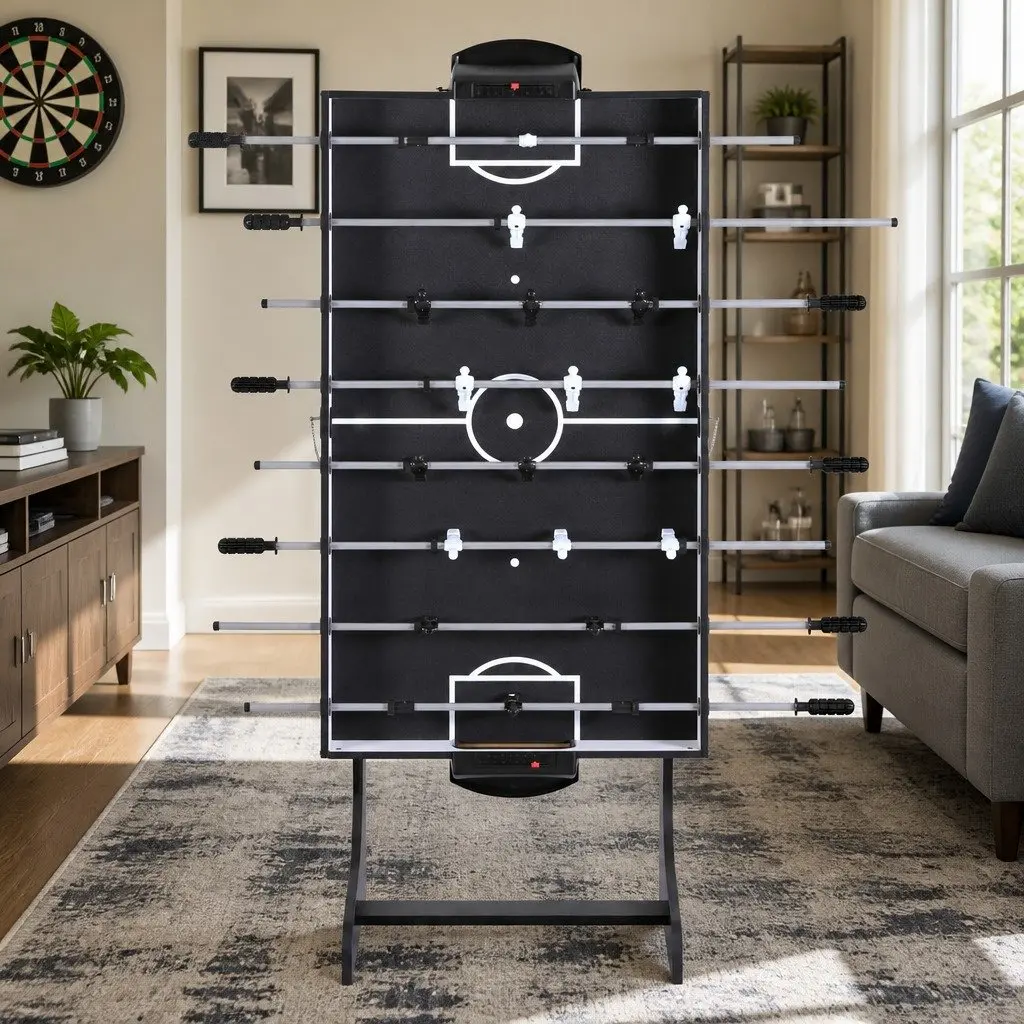 4-in-1 Multi Game Table Foosball Pool Tennis Hockey Foldable Compact Blue