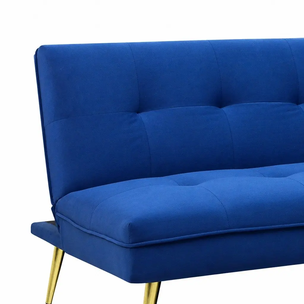 Convertible Sofa Bed Velvet Deep Blue 3 Seater Adjustable Backrest for Living Room Office or Guest Room