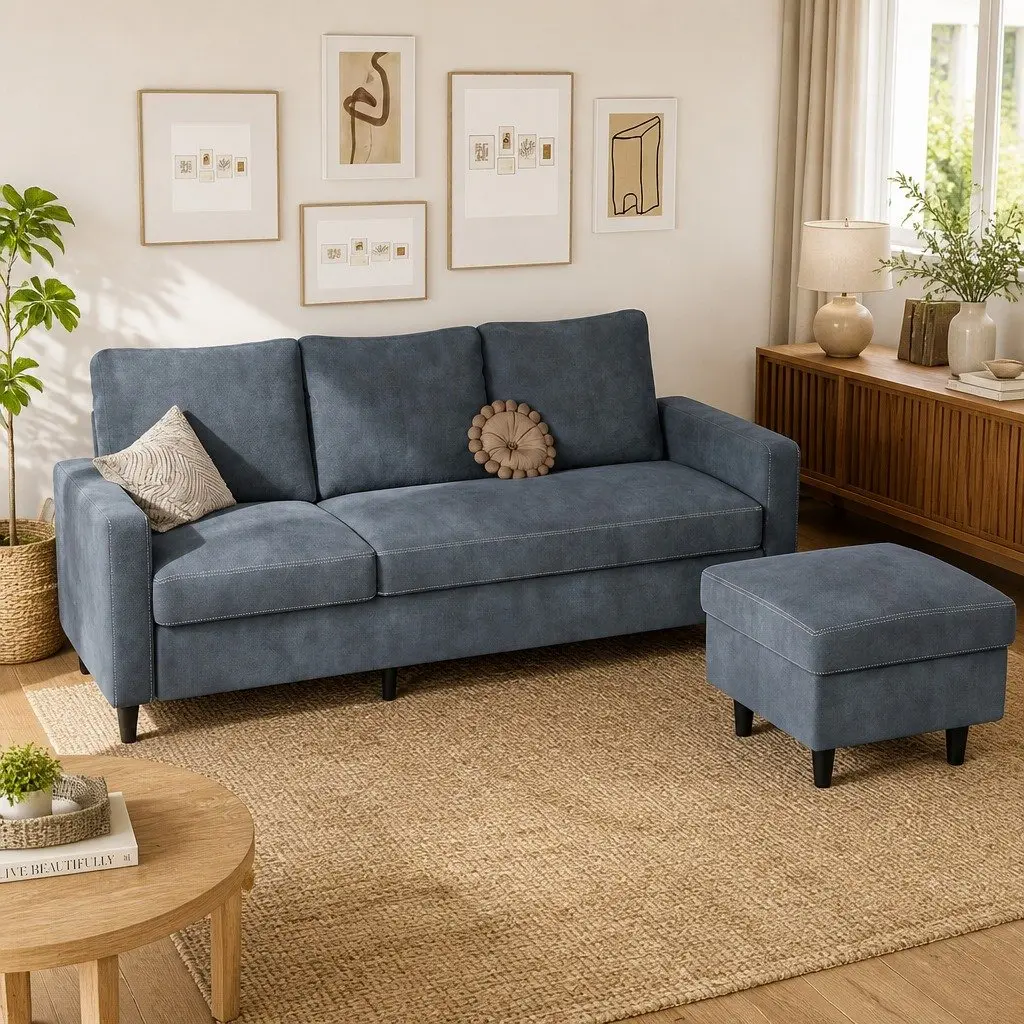 L-Shaped Sectional Sofa Lounge Chaise Set Dark Grey