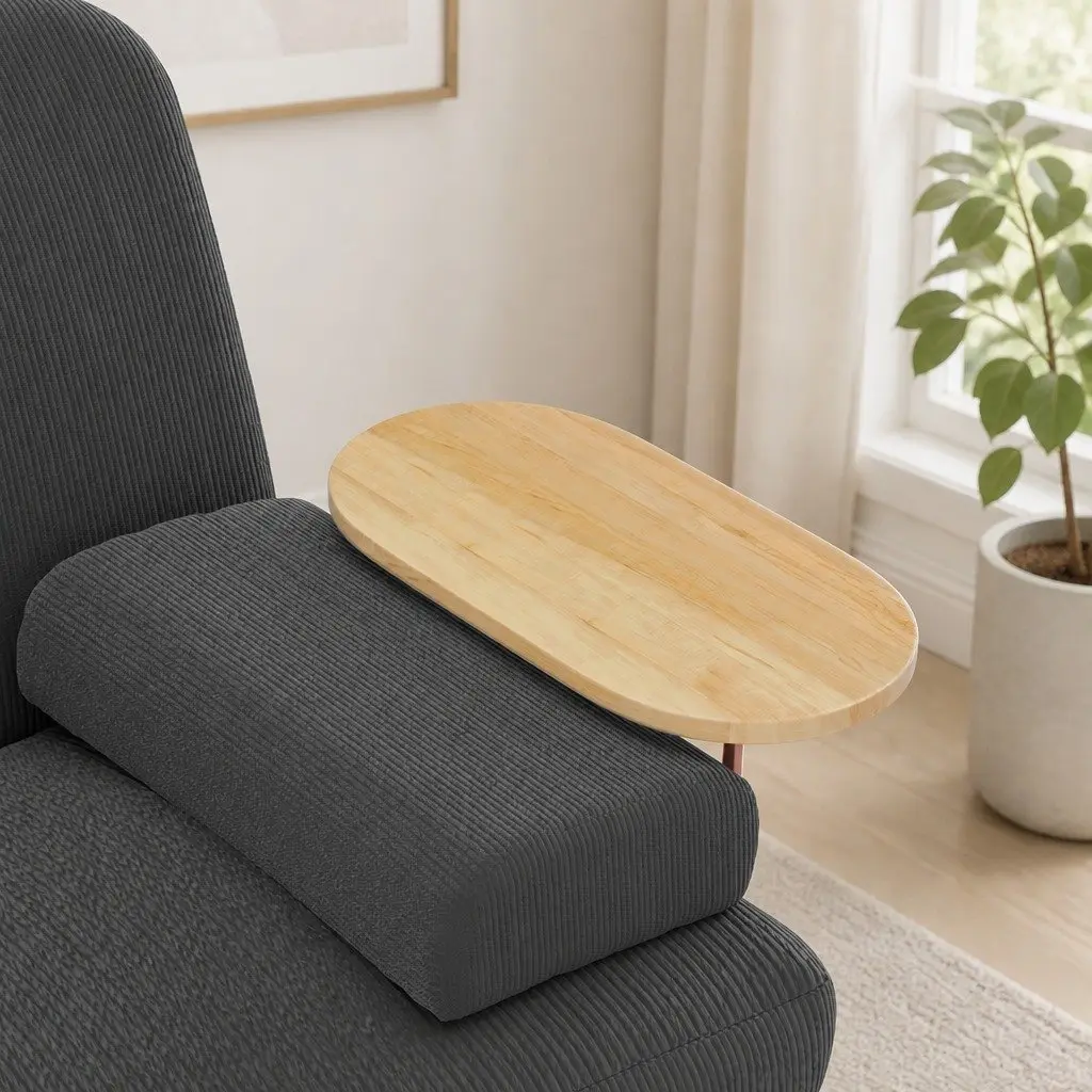 Convertible Sofa Bed 3-Seater Adjustable Backrest USB Charging Side Table Grey