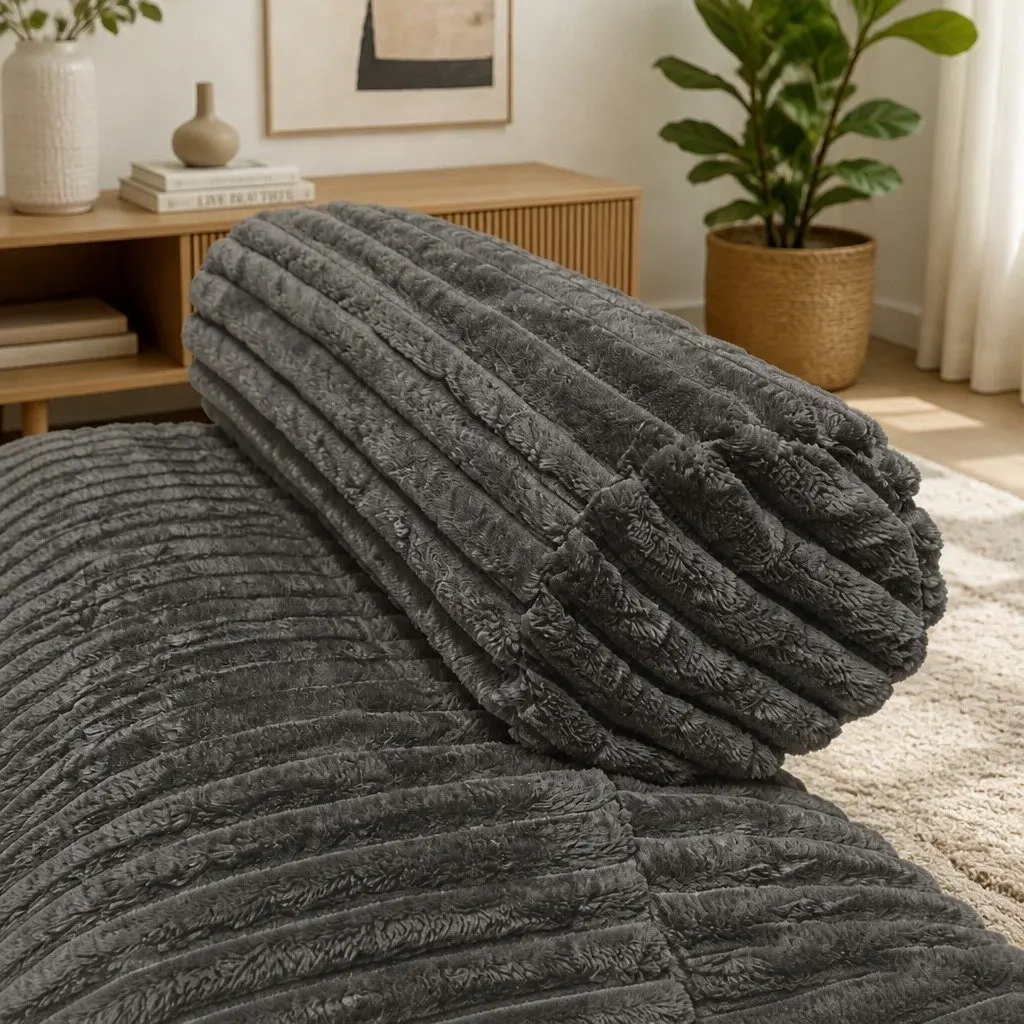 Modular Sectional Sofa Lounge U Shaped Corduroy Cloud Couch Grey Convertible