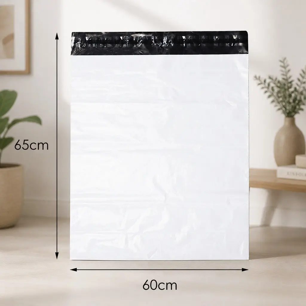 Poly Post Mailer Self Sealing Bags Puncture Tear Resistant 60x65cm White Black