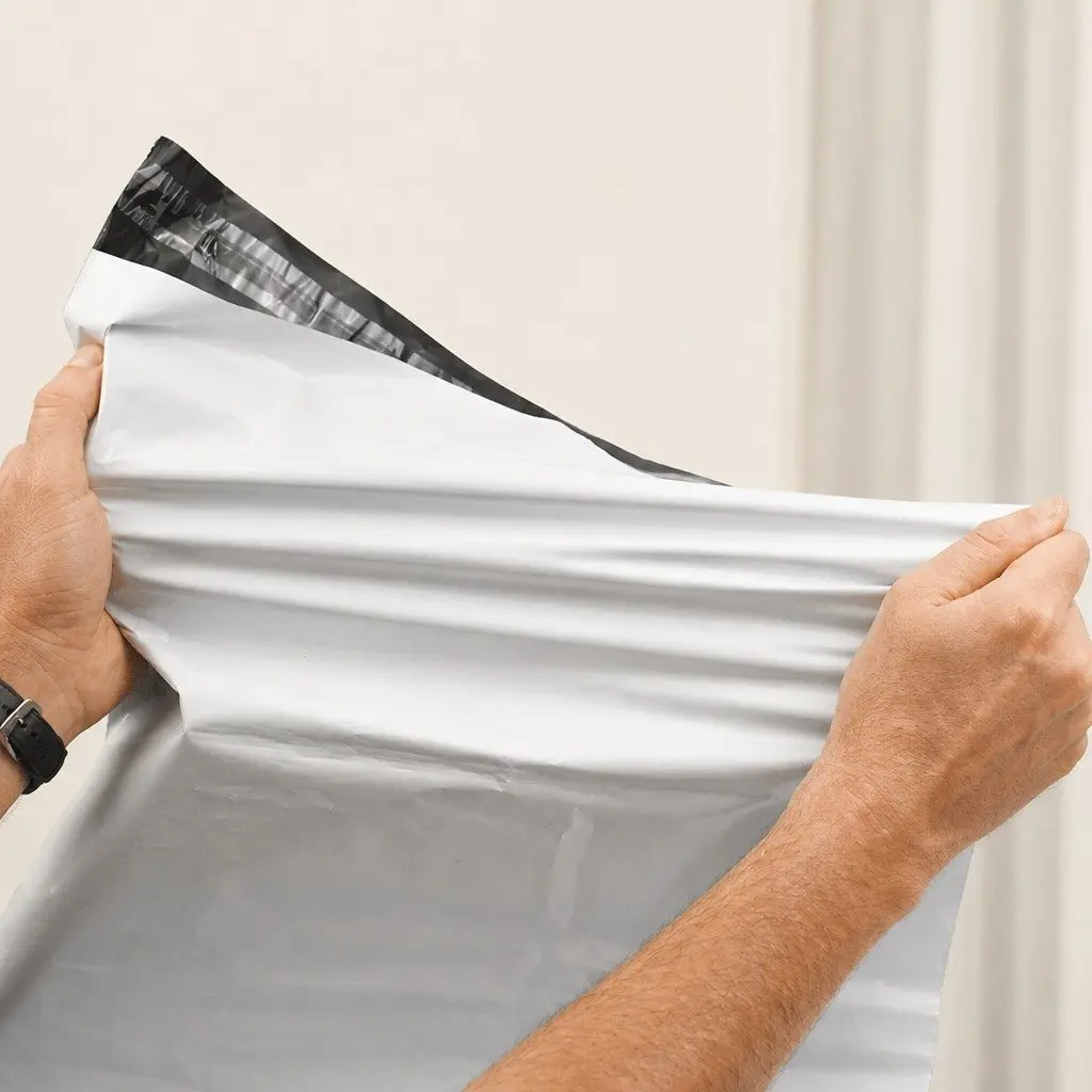 Poly Post Mailer Self Sealing Bags Puncture Tear Resistant 60x65cm White Black