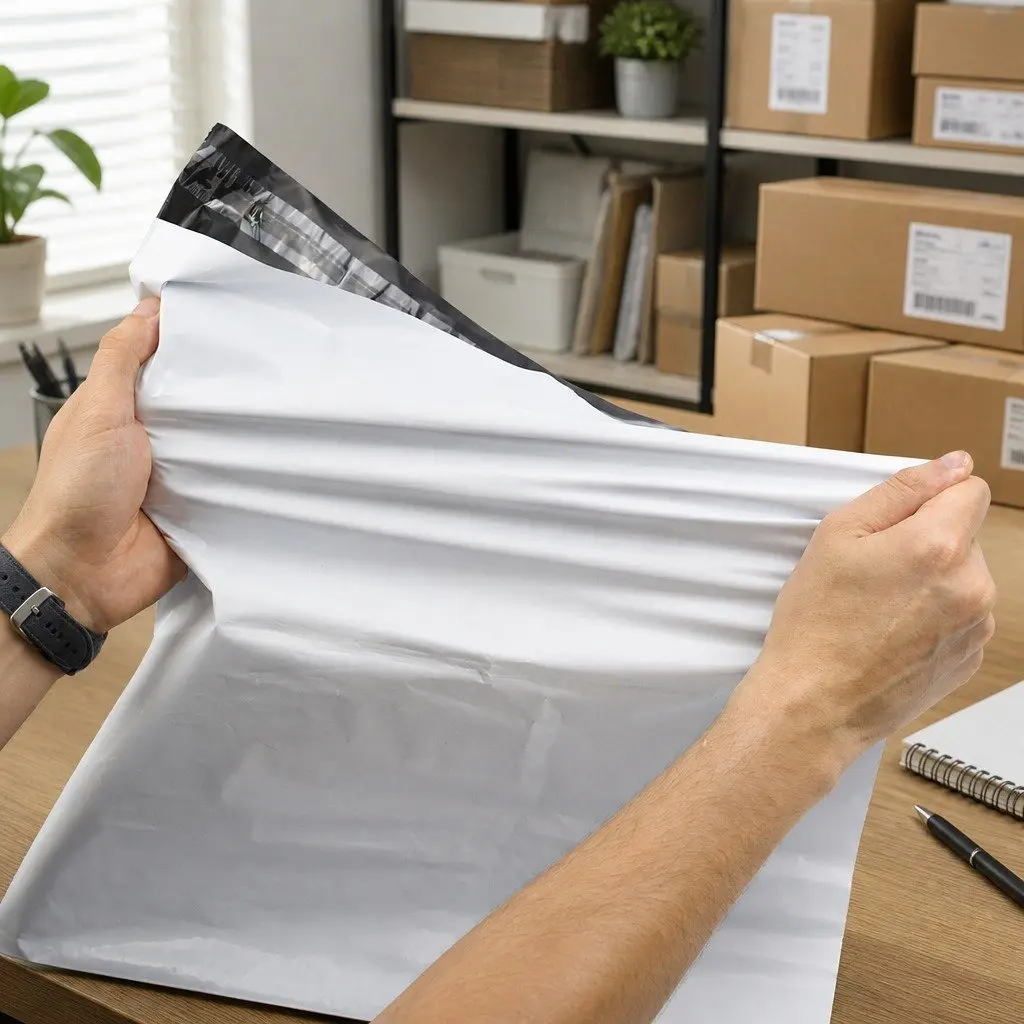 Poly Post Mailer Bags Self Sealing 60x65cm White and Black Puncture Tear Resistant