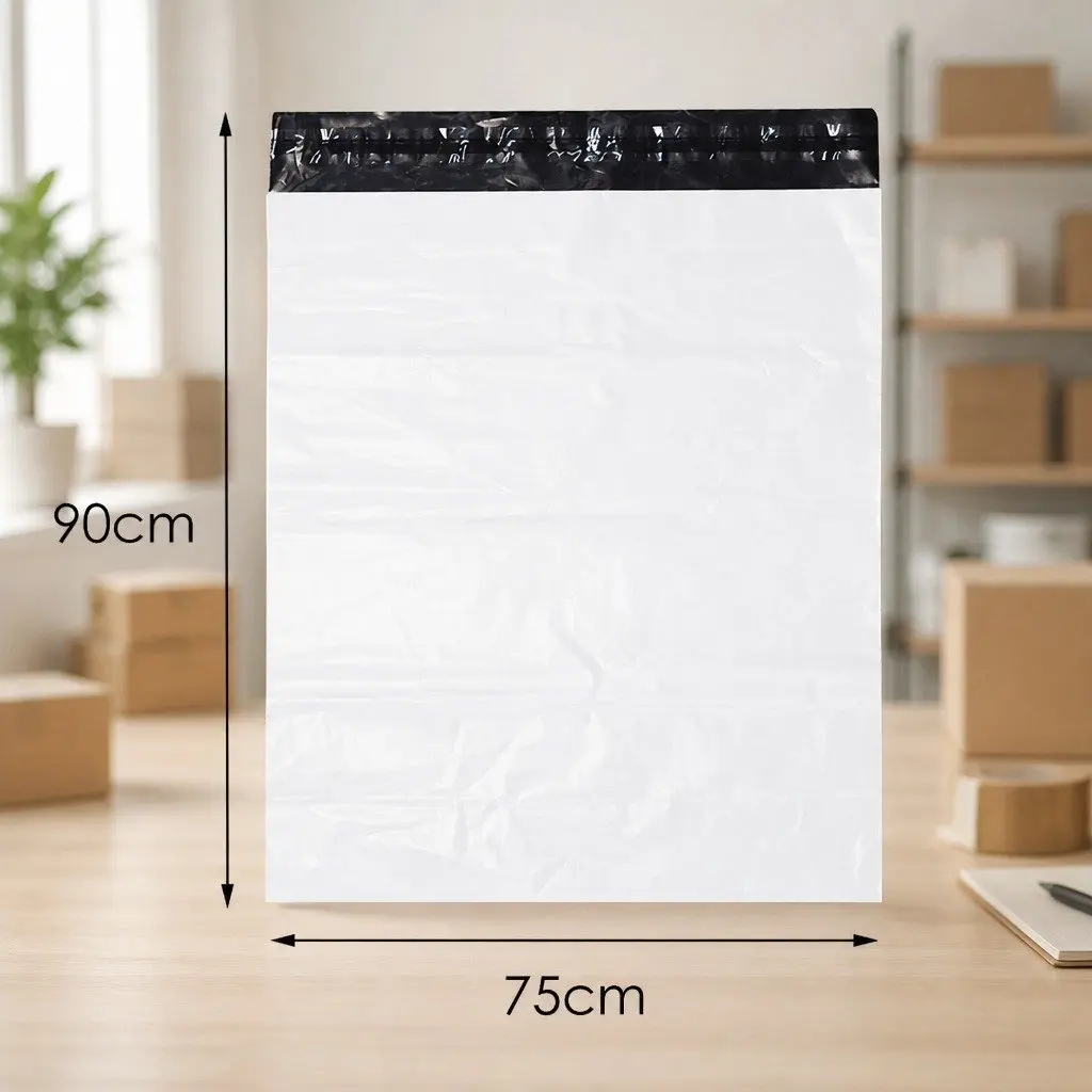Poly Post Mailer Plastic Satchel Bags Self Sealing 60x65cm White Black
