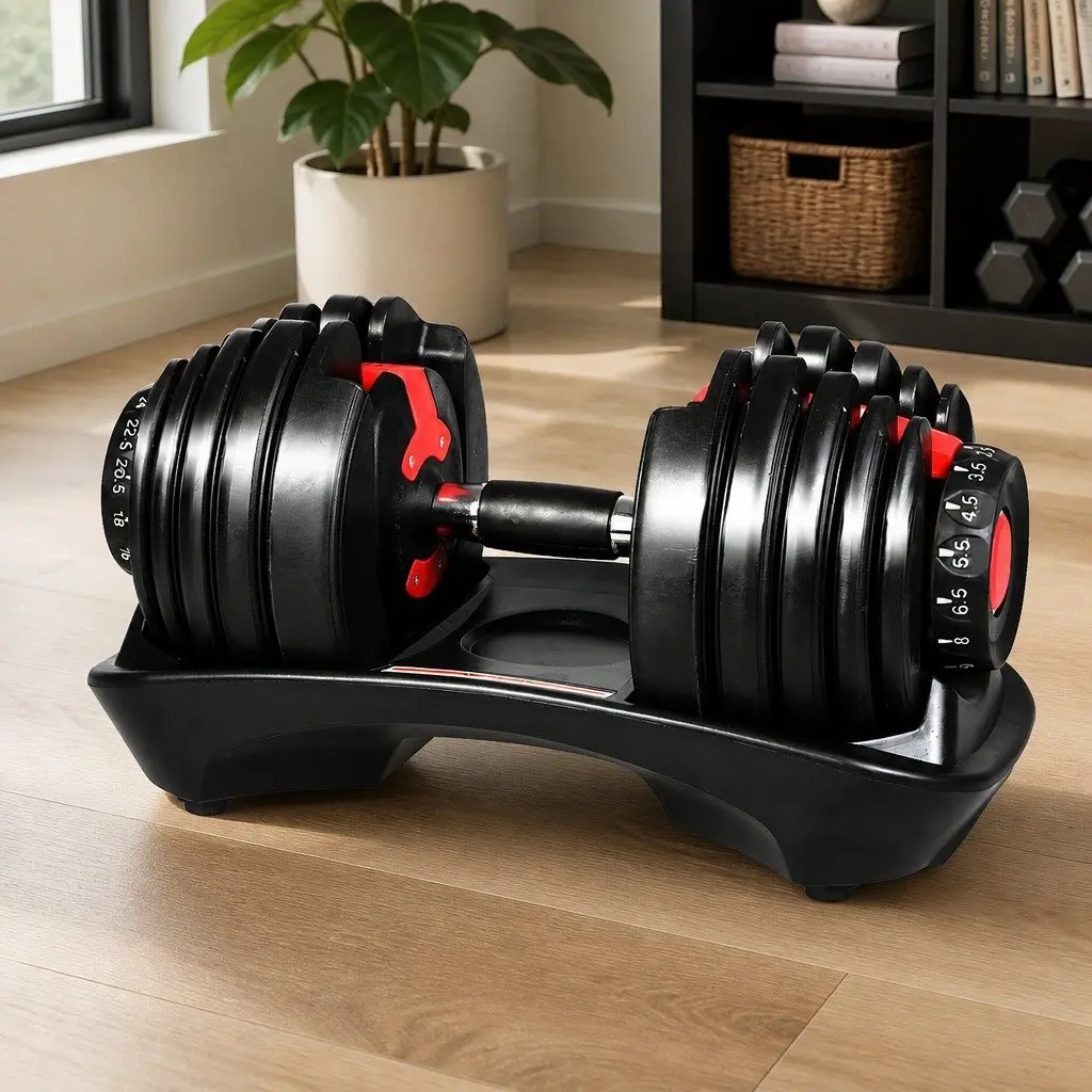 Adjustable Dumbbell Set 24kg Home Gym Training Strength Black