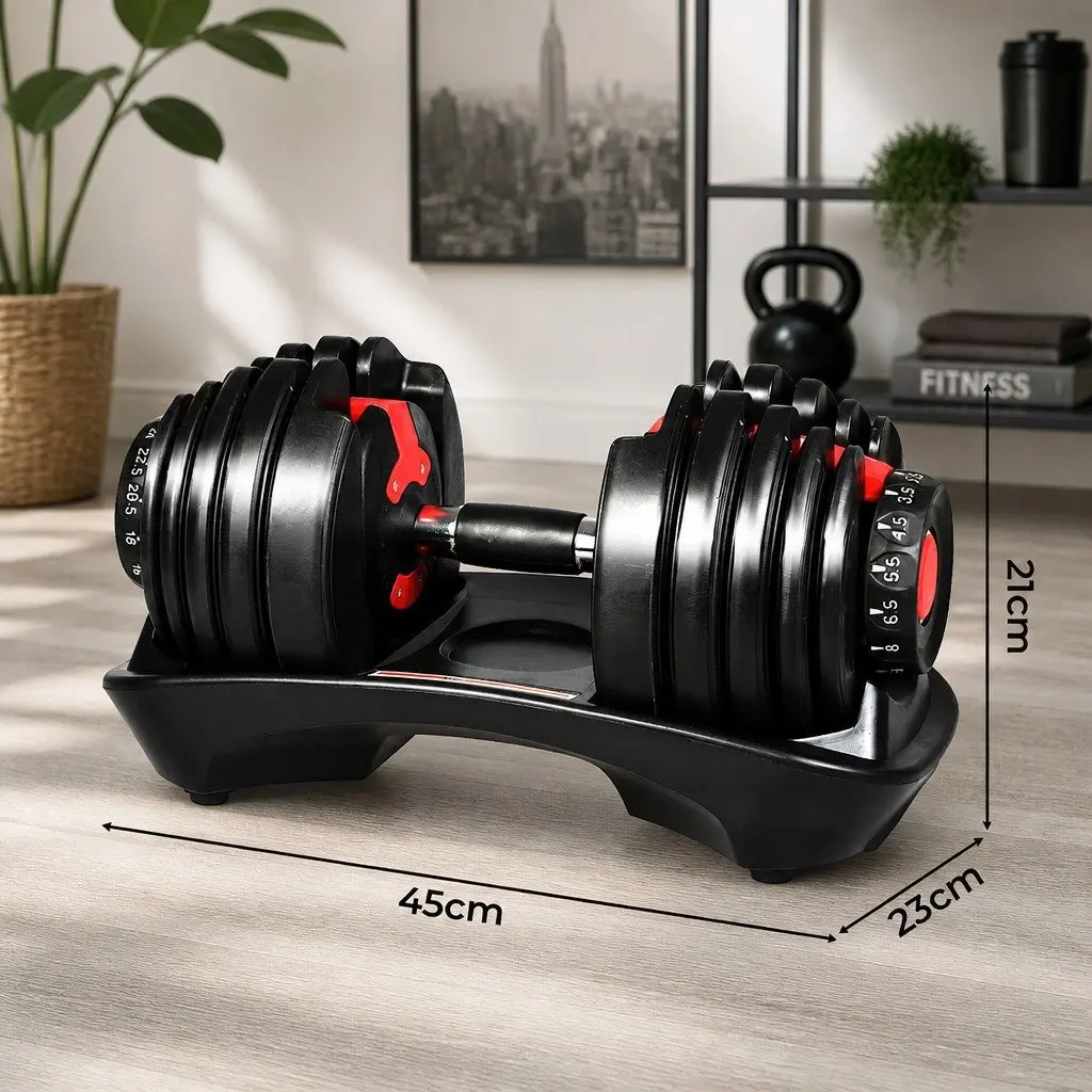 Adjustable Dumbbell Set 24kg Home Gym Training Strength Black
