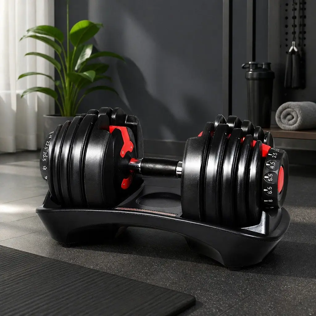 Adjustable Dumbbell Set 24kg Home Gym Training Strength Black
