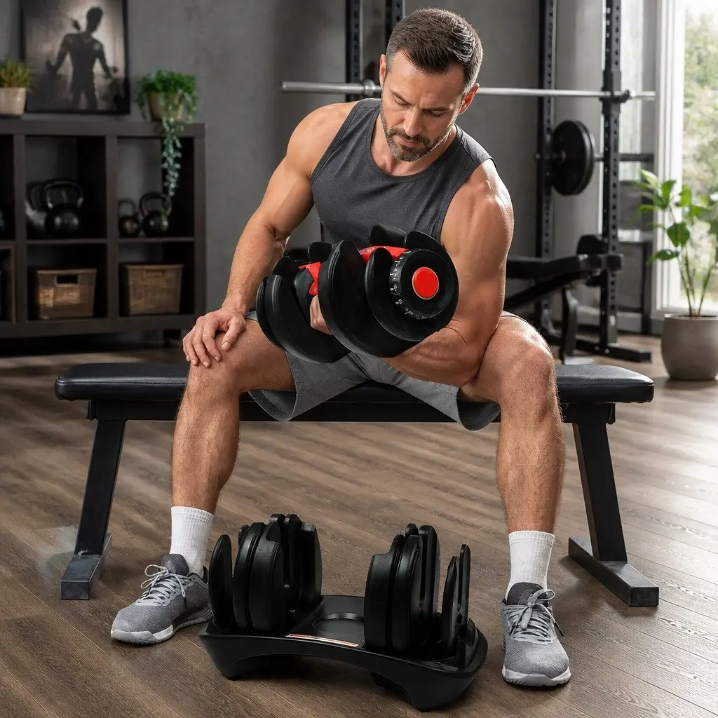 Adjustable Dumbbell Set 24kg Home Gym Training Strength Black