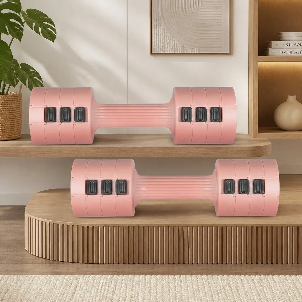Adjustable Dumbbells Pair Home Gym Weight Training 1kg to 5kg Pink