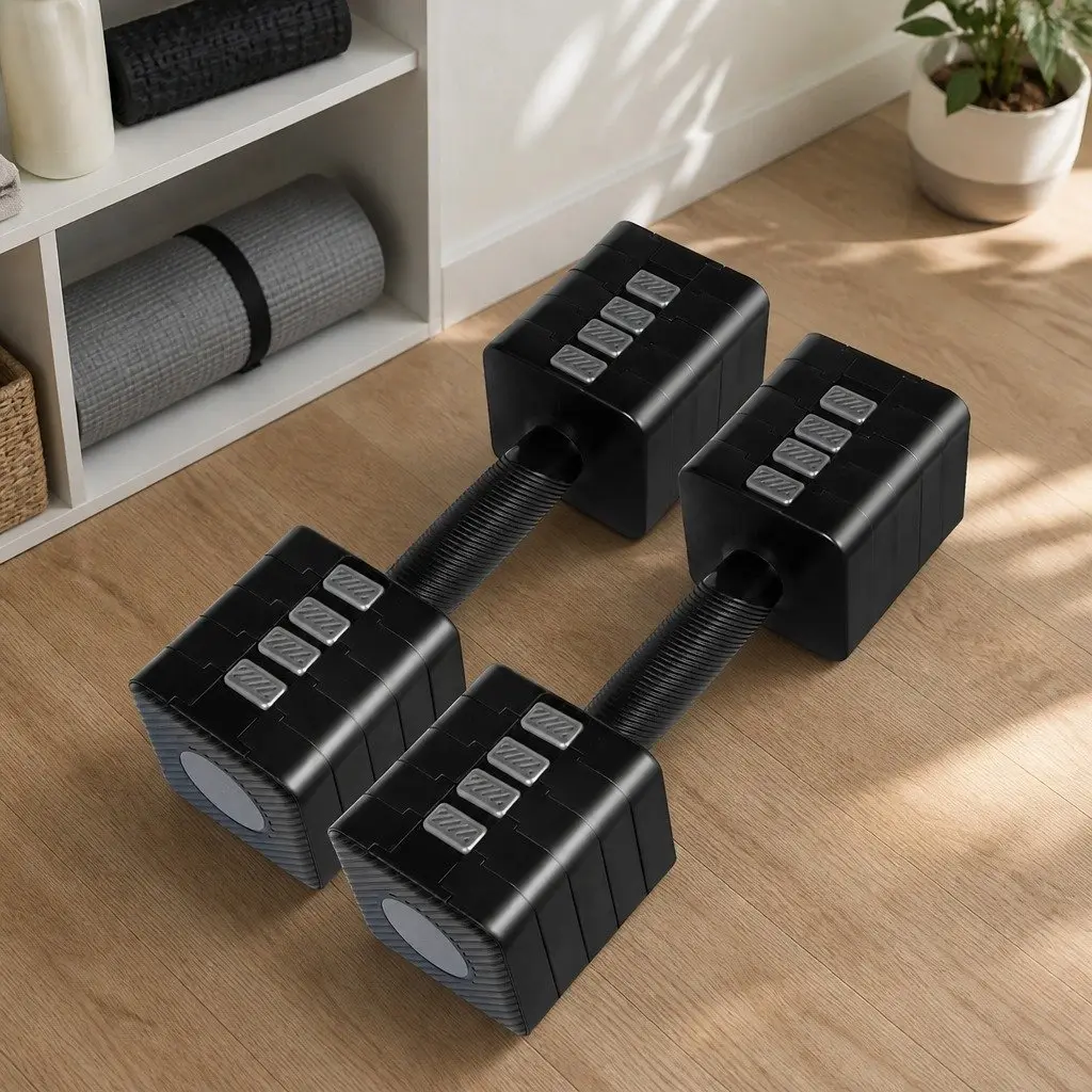 Adjustable Dumbbells Home Gym Weight Training 2.8kg-10kg Black