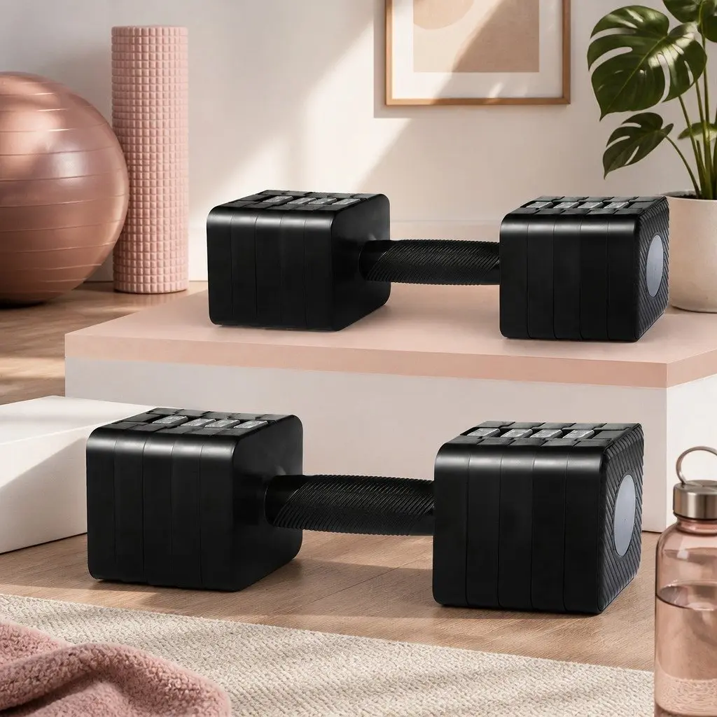 Adjustable Dumbbells Home Gym Weight Training 2.8kg-10kg Black