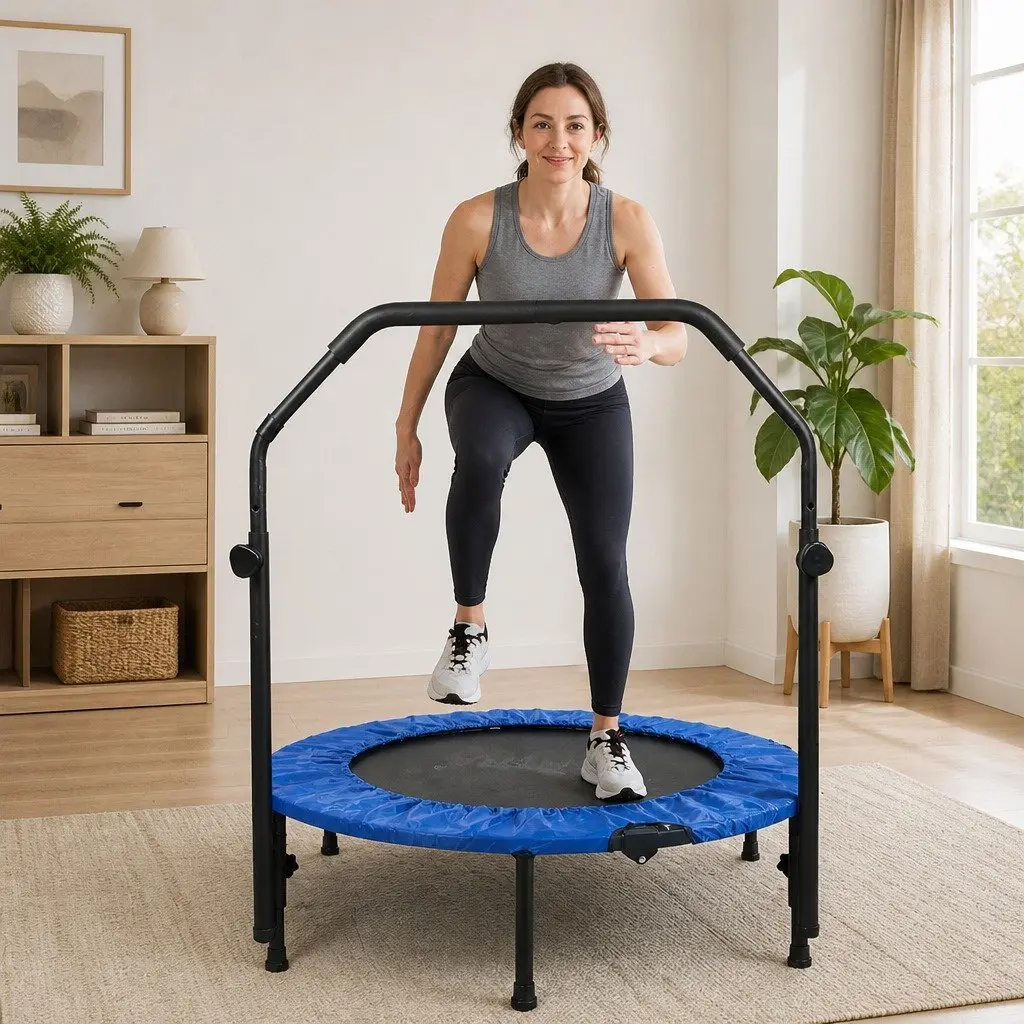 Foldable Mini Trampoline Fitness Rebounder 40 Inch Black