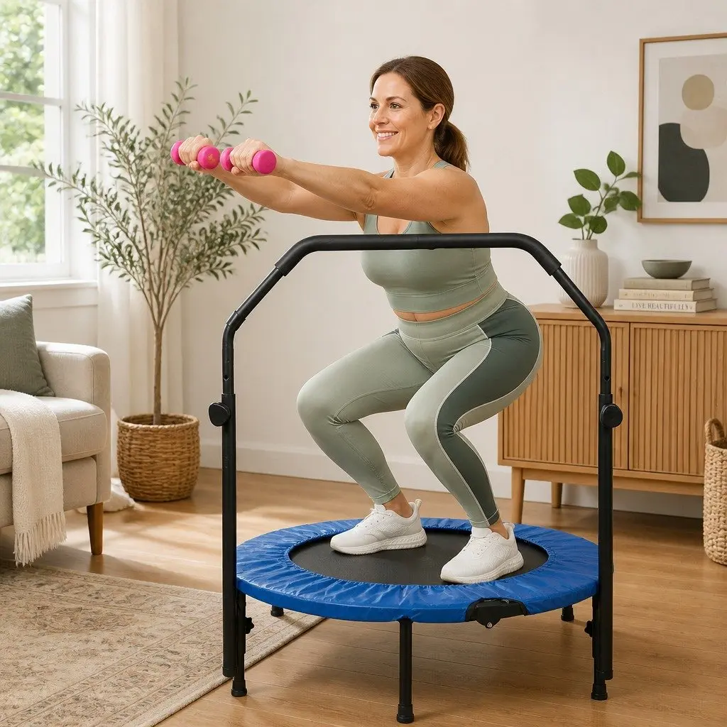 Foldable Mini Trampoline Fitness Rebounder 40 Inch Black