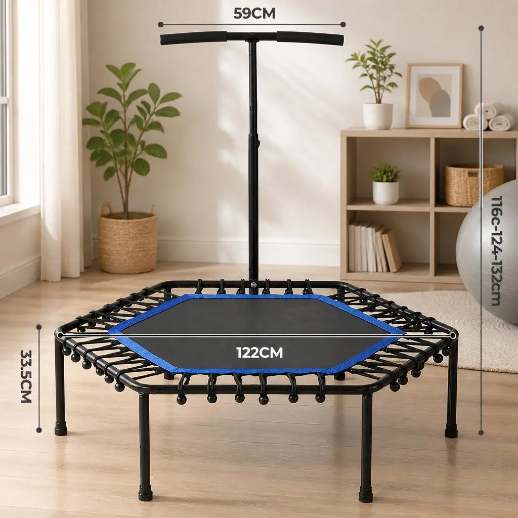 Mini Trampoline Fitness Workout 48 Inch Adjustable Black