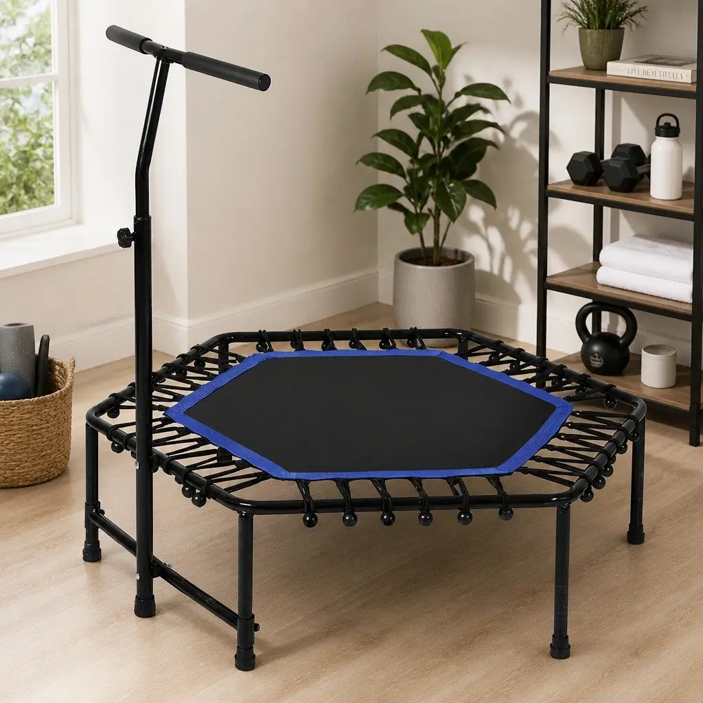 Mini Trampoline Fitness Workout 48 Inch Adjustable Black