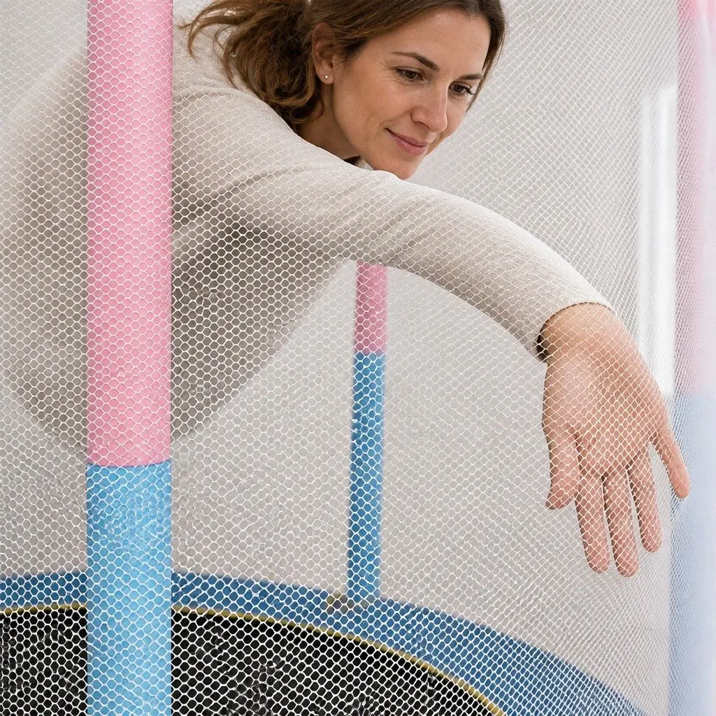 Kids Trampoline Rebounder Indoor Outdoor 55 Inch Pink with Hanging Rings