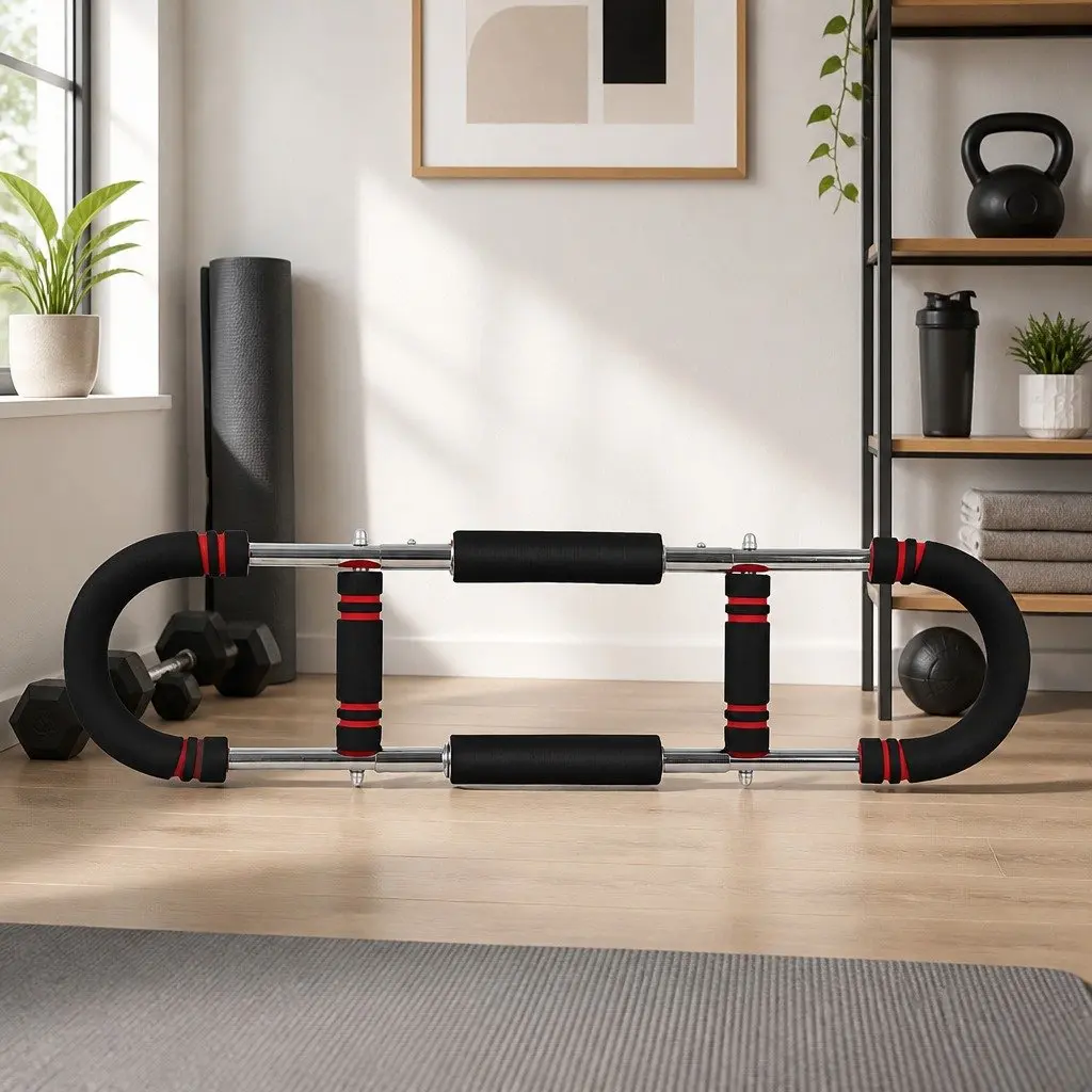 Adjustable Arm Trainer Chest Expander Strength Training Bar 66.5cm Black Red