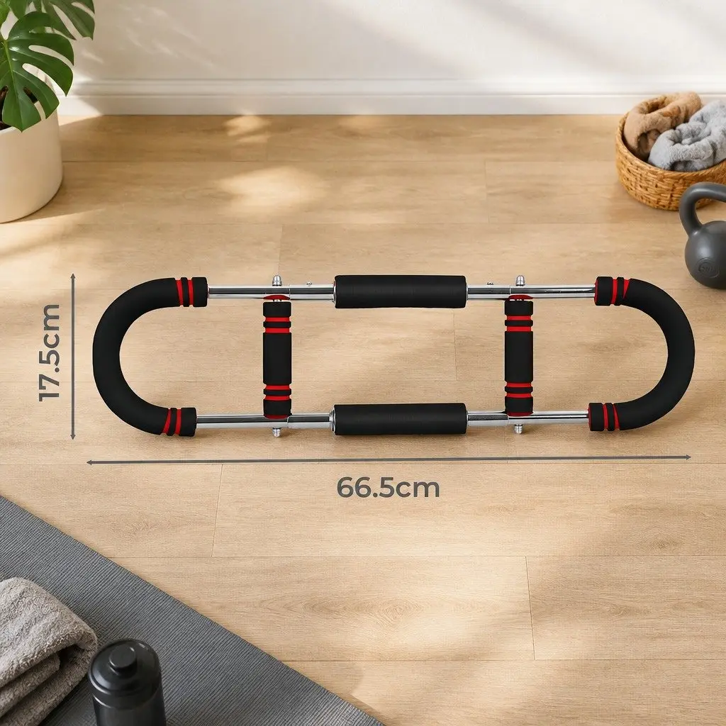 Adjustable Arm Trainer Chest Expander Strength Training Bar 66.5cm Black Red