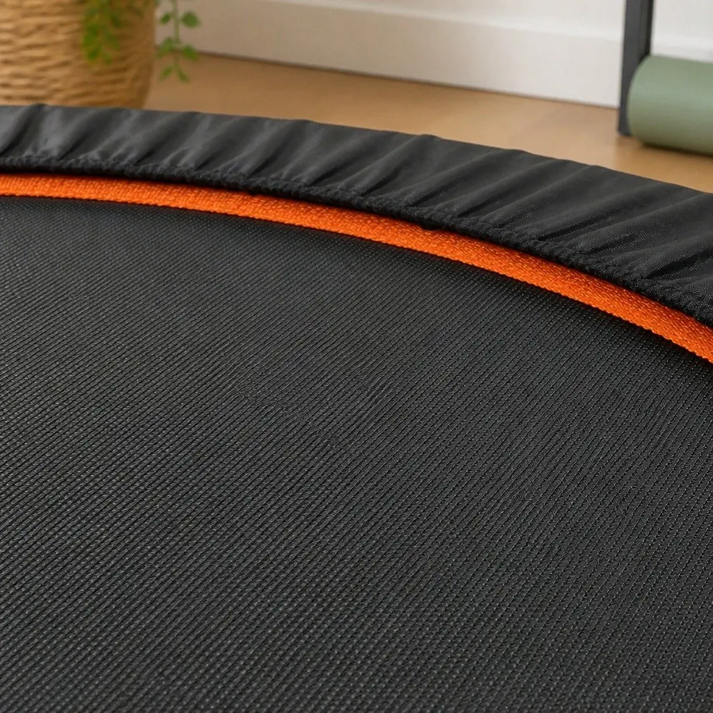Mini Trampoline 48 Inch Round Exercise Rebounder Foldable Black and Orange