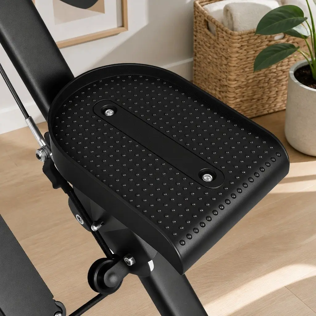 Folding Stepper Machine Adjustable Height Resistance Home Gym Full Body Workout Black