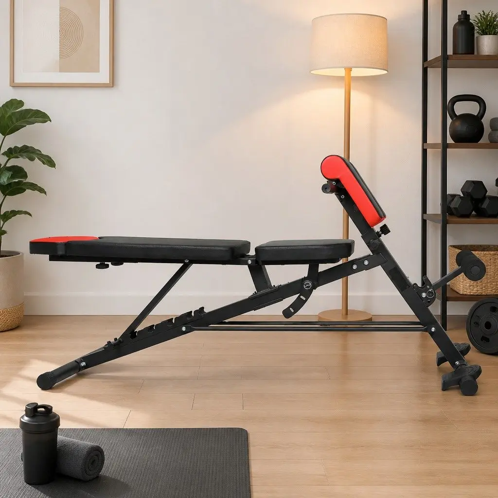 Adjustable Weight Bench Multi-Purpose Home Gym Workout Incline Decline Flat Black Red