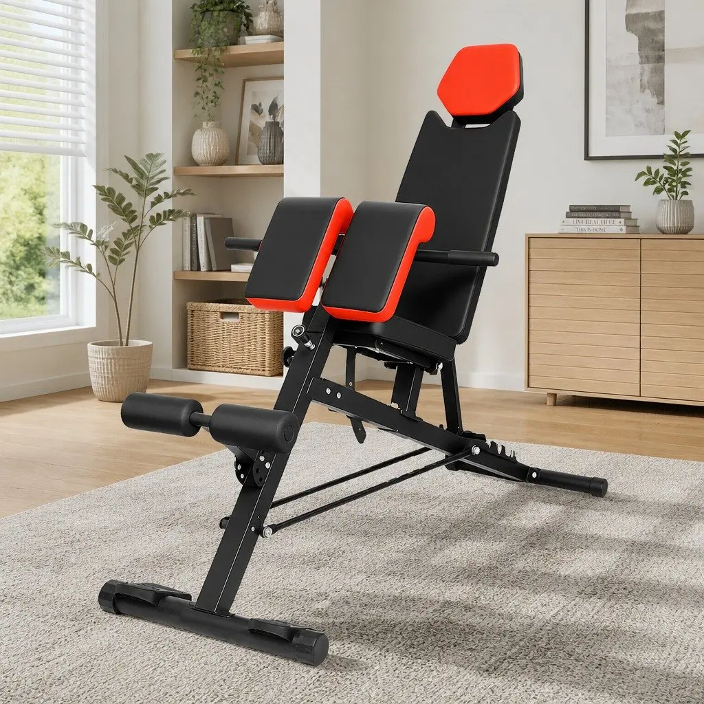 Adjustable Weight Bench Multi-Purpose Home Gym Workout Incline Decline Flat Black Red
