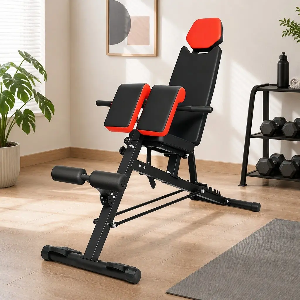 Adjustable Weight Bench Multi-Purpose Home Gym Workout Incline Decline Flat Black Red