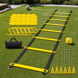 39Pcs Speed Agility Training Kit Adjustable Ladder Hurdles Cones Reaction Ball