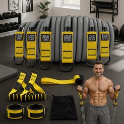 Resistance Bands Set 12 Pcs Heavy Duty Strength Training Full Body Workout Kit