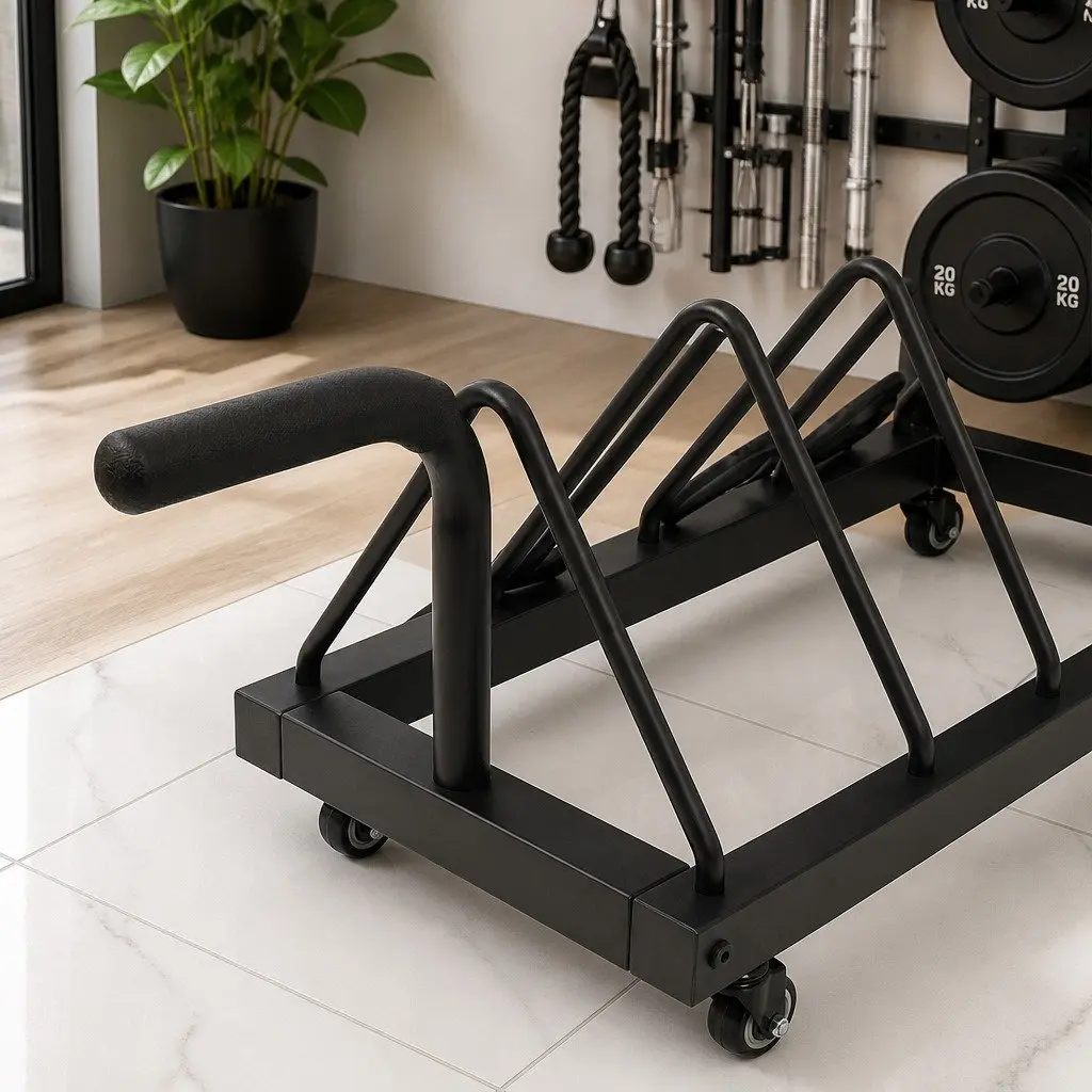 Horizontal Bumper Plate Rack with Wheels Barbell Weight Storage Olympic Plates