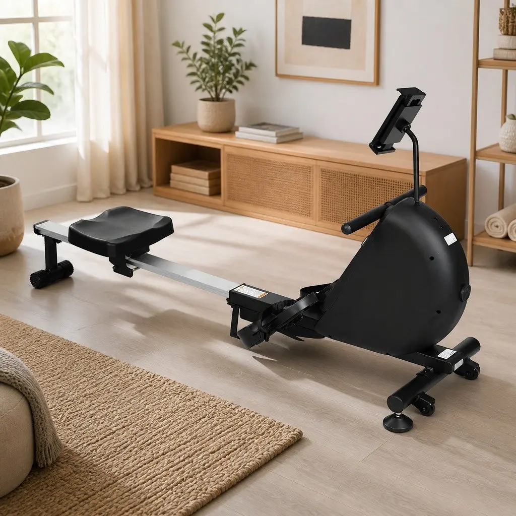 Rowing Machine Smart Self-Powered Electric Telescopic Rail Magnetic Resistance Black