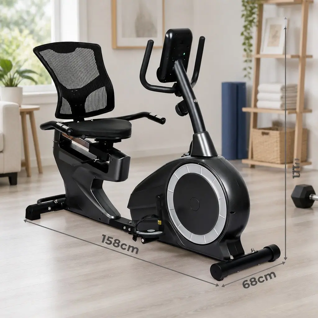 Recumbent Exercise Bike Low Impact Fitness Cardio Indoor Training Equipment Black or Grey