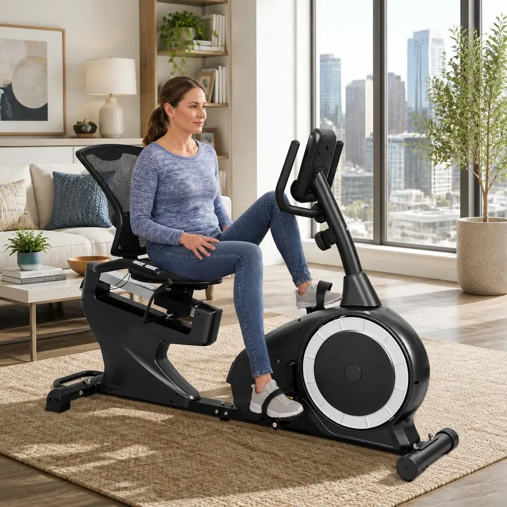 Recumbent Exercise Bike Low Impact Fitness Cardio Indoor Training Equipment Black or Grey