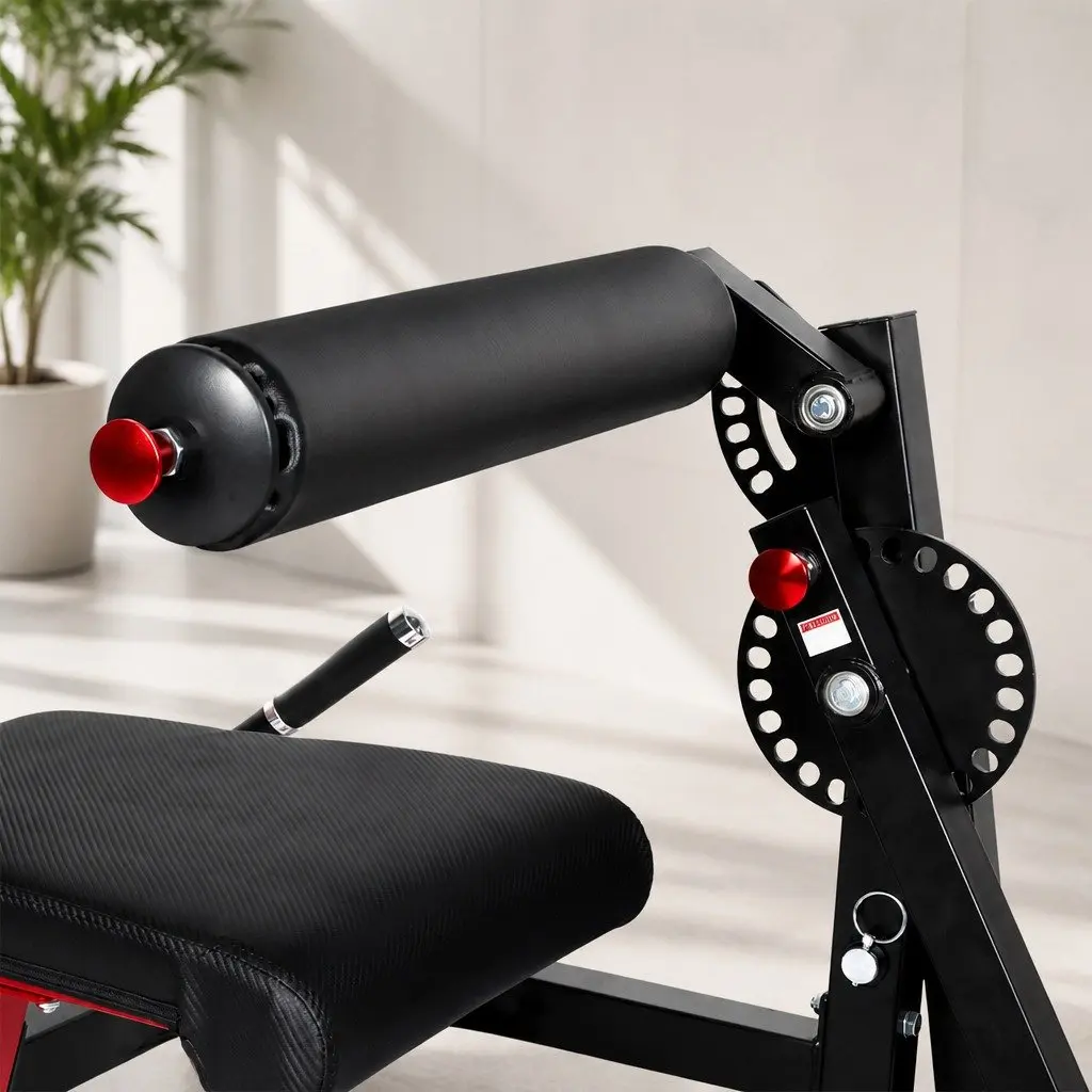 Leg Extension Curl Machine Lower Body Workout Adjustable Black Red