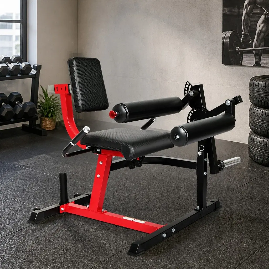 Leg Extension Curl Machine Lower Body Workout Adjustable Black Red