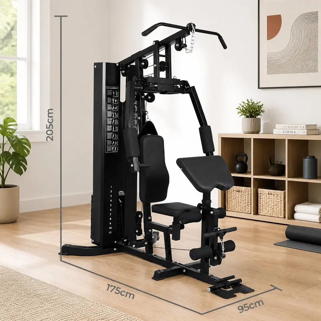 Multi-Station Strength Training Machine Home Gym Equipment 60kg Black