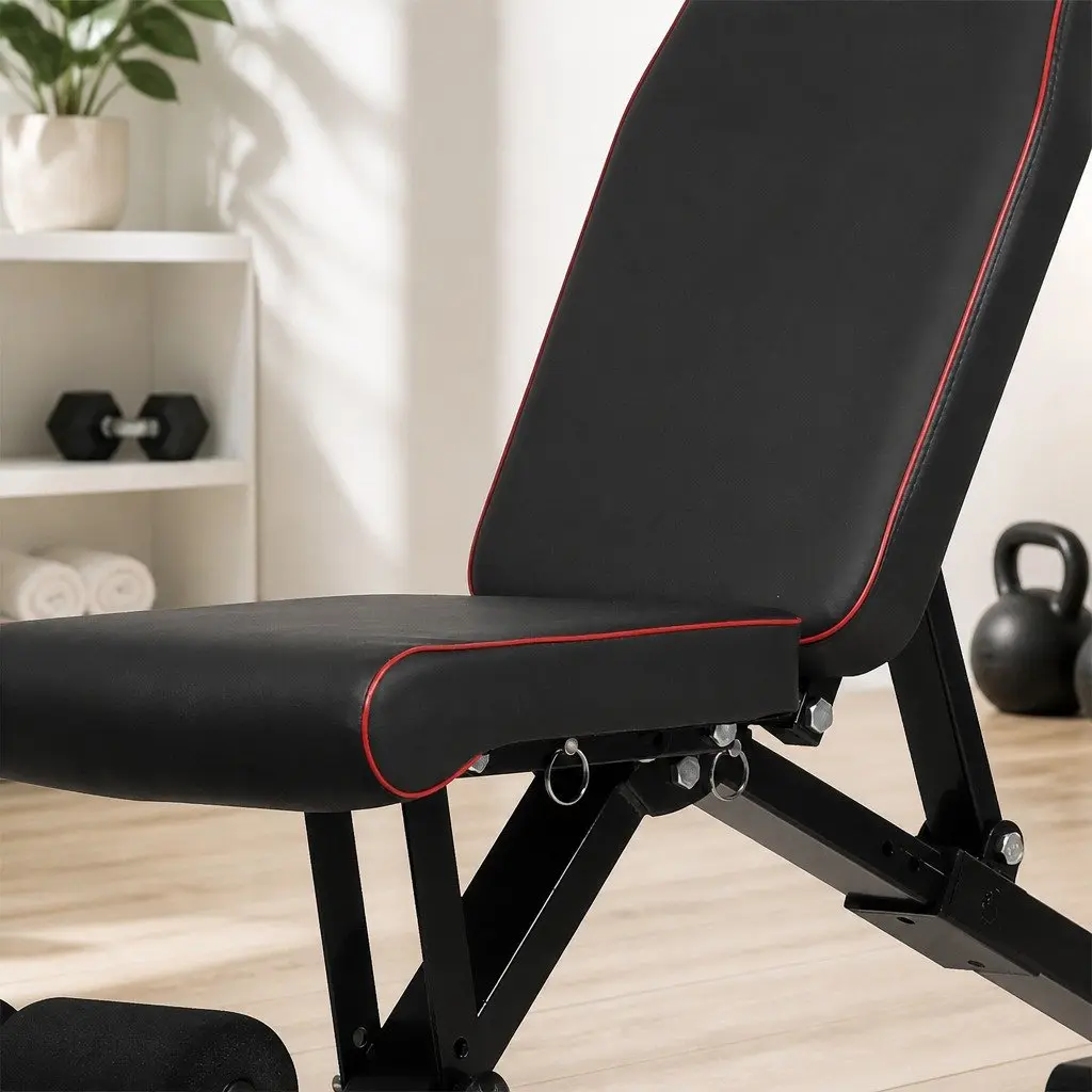 Adjustable Weight Bench Home Gym Workout Foldable Black Red