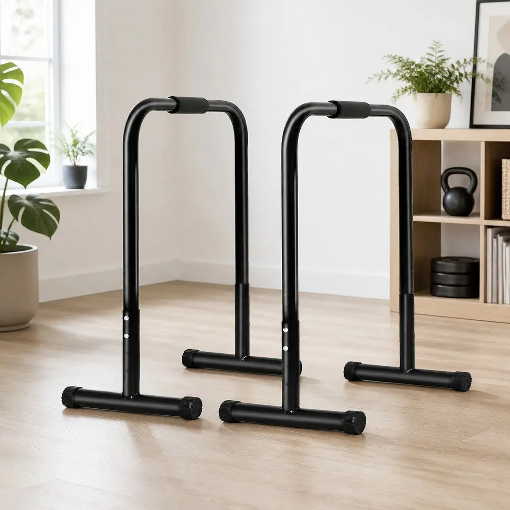 Adjustable Parallel Dip Bar Station Home Gym Strength Training Equipment Black 74cm to 89cm