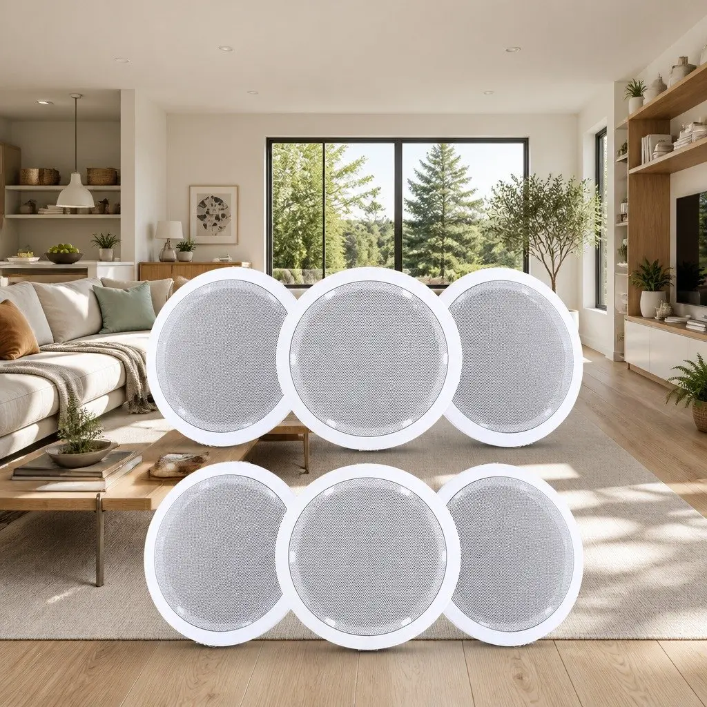 6 Inch Ceiling Speaker In Wall Home Audio Stereo Tweeter White 6 Pack Set