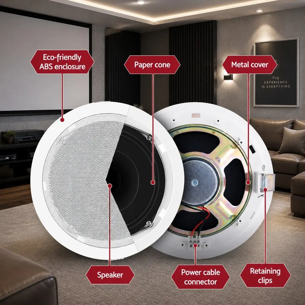 6 Inch Ceiling Speaker Home Audio System In Wall Stereo Tweeter White 8pcs Pack